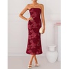image:imageZESICA 2026 Summer Strapless Floral Cocktail Wedding Guest Dress for Women  Formal Bodycon Mesh Tube Midi Dresses Elegant Bridal Shower Bridesmaid Birthday Holiday Dinner Party Fashion Evening GownRed