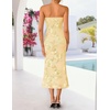 image:imageZESICA 2026 Summer Strapless Floral Cocktail Wedding Guest Dress for Women  Formal Bodycon Mesh Tube Midi Dresses Elegant Bridal Shower Bridesmaid Birthday Holiday Dinner Party Fashion Evening GownYellow