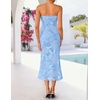 image:imageZESICA 2026 Summer Strapless Floral Cocktail Wedding Guest Dress for Women  Formal Bodycon Mesh Tube Midi Dresses Elegant Bridal Shower Bridesmaid Birthday Holiday Dinner Party Fashion Evening GownBlue