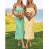 image:imageZESICA 2026 Summer Strapless Floral Cocktail Wedding Guest Dress for Women  Formal Bodycon Mesh Tube Midi Dresses Elegant Bridal Shower Bridesmaid Birthday Holiday Dinner Party Fashion Evening GownMint