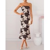 image:imageZESICA 2026 Summer Strapless Floral Cocktail Wedding Guest Dress for Women  Formal Bodycon Mesh Tube Midi Dresses Elegant Bridal Shower Bridesmaid Birthday Holiday Dinner Party Fashion Evening GownLightbrown