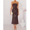 image:imageZESICA 2026 Summer Strapless Floral Cocktail Wedding Guest Dress for Women  Formal Bodycon Mesh Tube Midi Dresses Elegant Bridal Shower Bridesmaid Birthday Holiday Dinner Party Fashion Evening GownBrown