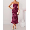 image:imageZESICA 2026 Summer Strapless Floral Cocktail Wedding Guest Dress for Women  Formal Bodycon Mesh Tube Midi Dresses Elegant Bridal Shower Bridesmaid Birthday Holiday Dinner Party Fashion Evening GownWine