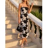 image:imageZESICA 2026 Summer Strapless Floral Cocktail Wedding Guest Dress for Women  Formal Bodycon Mesh Tube Midi Dresses Elegant Bridal Shower Bridesmaid Birthday Holiday Dinner Party Fashion Evening GownBlack