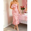 image:imageZESICA 2026 Summer Strapless Floral Cocktail Wedding Guest Dress for Women  Formal Bodycon Mesh Tube Midi Dresses Elegant Bridal Shower Bridesmaid Birthday Holiday Dinner Party Fashion Evening GownPink