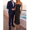 image:imageZESICA 2026 Summer Strapless Floral Cocktail Wedding Guest Dress for Women  Formal Bodycon Mesh Tube Midi Dresses Elegant Bridal Shower Bridesmaid Birthday Holiday Dinner Party Fashion Evening GownTaupe