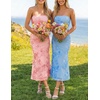 image:imageZESICA 2026 Summer Strapless Floral Cocktail Wedding Guest Dress for Women  Formal Bodycon Mesh Tube Midi Dresses Elegant Bridal Shower Bridesmaid Birthday Holiday Dinner Party Fashion Evening GownPink