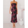 image:imageZESICA 2026 Summer Strapless Floral Cocktail Wedding Guest Dress for Women  Formal Bodycon Mesh Tube Midi Dresses Elegant Bridal Shower Bridesmaid Birthday Holiday Dinner Party Fashion Evening GownBlackred