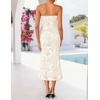 image:imageZESICA 2026 Summer Strapless Floral Cocktail Wedding Guest Dress for Women  Formal Bodycon Mesh Tube Midi Dresses Elegant Bridal Shower Bridesmaid Birthday Holiday Dinner Party Fashion Evening GownApricot