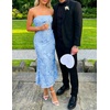 image:imageZESICA 2026 Summer Strapless Floral Cocktail Wedding Guest Dress for Women  Formal Bodycon Mesh Tube Midi Dresses Elegant Bridal Shower Bridesmaid Birthday Holiday Dinner Party Fashion Evening GownBlue