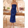 image:imageZESICA 2026 Summer Strapless Floral Cocktail Wedding Guest Dress for Women  Formal Bodycon Mesh Tube Midi Dresses Elegant Bridal Shower Bridesmaid Birthday Holiday Dinner Party Fashion Evening GownNavy