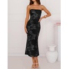 image:imageZESICA 2026 Summer Strapless Floral Cocktail Wedding Guest Dress for Women  Formal Bodycon Mesh Tube Midi Dresses Elegant Bridal Shower Bridesmaid Birthday Holiday Dinner Party Fashion Evening GownDim