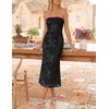 image:imageZESICA 2026 Summer Strapless Floral Cocktail Wedding Guest Dress for Women  Formal Bodycon Mesh Tube Midi Dresses Elegant Bridal Shower Bridesmaid Birthday Holiday Dinner Party Fashion Evening GownDim