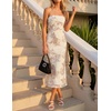 image:imageZESICA 2026 Summer Strapless Floral Cocktail Wedding Guest Dress for Women  Formal Bodycon Mesh Tube Midi Dresses Elegant Bridal Shower Bridesmaid Birthday Holiday Dinner Party Fashion Evening GownAlmond