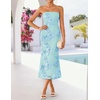 image:imageZESICA 2026 Summer Strapless Floral Cocktail Wedding Guest Dress for Women  Formal Bodycon Mesh Tube Midi Dresses Elegant Bridal Shower Bridesmaid Birthday Holiday Dinner Party Fashion Evening GownLightblue