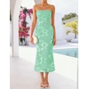 image:imageZESICA 2026 Summer Strapless Floral Cocktail Wedding Guest Dress for Women  Formal Bodycon Mesh Tube Midi Dresses Elegant Bridal Shower Bridesmaid Birthday Holiday Dinner Party Fashion Evening GownMint