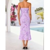 image:imageZESICA 2026 Summer Strapless Floral Cocktail Wedding Guest Dress for Women  Formal Bodycon Mesh Tube Midi Dresses Elegant Bridal Shower Bridesmaid Birthday Holiday Dinner Party Fashion Evening GownPurple