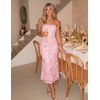 image:imageZESICA 2026 Summer Strapless Floral Cocktail Wedding Guest Dress for Women  Formal Bodycon Mesh Tube Midi Dresses Elegant Bridal Shower Bridesmaid Birthday Holiday Dinner Party Fashion Evening GownLightpink