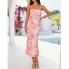 image:imageZESICA 2026 Summer Strapless Floral Cocktail Wedding Guest Dress for Women  Formal Bodycon Mesh Tube Midi Dresses Elegant Bridal Shower Bridesmaid Birthday Holiday Dinner Party Fashion Evening GownPink
