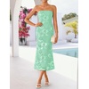 image:imageZESICA 2026 Summer Strapless Floral Cocktail Wedding Guest Dress for Women  Formal Bodycon Mesh Tube Midi Dresses Elegant Bridal Shower Bridesmaid Birthday Holiday Dinner Party Fashion Evening GownMint