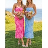 image:imageZESICA 2026 Summer Strapless Floral Cocktail Wedding Guest Dress for Women  Formal Bodycon Mesh Tube Midi Dresses Elegant Bridal Shower Bridesmaid Birthday Holiday Dinner Party Fashion Evening GownRose