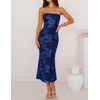 image:imageZESICA 2026 Summer Strapless Floral Cocktail Wedding Guest Dress for Women  Formal Bodycon Mesh Tube Midi Dresses Elegant Bridal Shower Bridesmaid Birthday Holiday Dinner Party Fashion Evening GownNavy