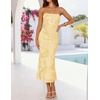 image:imageZESICA 2026 Summer Strapless Floral Cocktail Wedding Guest Dress for Women  Formal Bodycon Mesh Tube Midi Dresses Elegant Bridal Shower Bridesmaid Birthday Holiday Dinner Party Fashion Evening GownYellow
