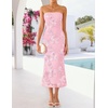 image:imageZESICA 2026 Summer Strapless Floral Cocktail Wedding Guest Dress for Women  Formal Bodycon Mesh Tube Midi Dresses Elegant Bridal Shower Bridesmaid Birthday Holiday Dinner Party Fashion Evening GownLightpink