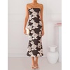image:imageZESICA 2026 Summer Strapless Floral Cocktail Wedding Guest Dress for Women  Formal Bodycon Mesh Tube Midi Dresses Elegant Bridal Shower Bridesmaid Birthday Holiday Dinner Party Fashion Evening GownLightbrown