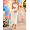 image:imageZESICA 2026 Summer Strapless Floral Cocktail Wedding Guest Dress for Women  Formal Bodycon Mesh Tube Midi Dresses Elegant Bridal Shower Bridesmaid Birthday Holiday Dinner Party Fashion Evening GownApricot