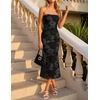 image:imageZESICA 2026 Summer Strapless Floral Cocktail Wedding Guest Dress for Women  Formal Bodycon Mesh Tube Midi Dresses Elegant Bridal Shower Bridesmaid Birthday Holiday Dinner Party Fashion Evening GownDim