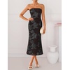 image:imageZESICA 2026 Summer Strapless Floral Cocktail Wedding Guest Dress for Women  Formal Bodycon Mesh Tube Midi Dresses Elegant Bridal Shower Bridesmaid Birthday Holiday Dinner Party Fashion Evening GownTaupe