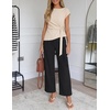 image:imageZESICA Womens Summer 2 Piece Sets Casual Work Office Pant Outfits  Short Sleeve Knit Belted Tops and Wide Leg Pants Daily Vacation Matching Set Business Pantsuits Fashion ClothesApricot
