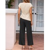 image:imageZESICA Womens Summer 2 Piece Sets Casual Work Office Pant Outfits  Short Sleeve Knit Belted Tops and Wide Leg Pants Daily Vacation Matching Set Business Pantsuits Fashion ClothesSand