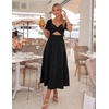 image:imageZESICA Womens Summer Casual Cutout Flowy Vacation Maxi Dress  Short Puff Sleeve A Line Smocked Dress Beach Party Dresses Spring Summer Wedding Guest Long DressBlack