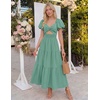 image:imageZESICA Womens Summer Casual Cutout Flowy Vacation Maxi Dress  Short Puff Sleeve A Line Smocked Dress Beach Party Dresses Spring Summer Wedding Guest Long DressSage