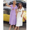 image:imageZESICA Womens Summer Casual Cutout Flowy Vacation Maxi Dress  Short Puff Sleeve A Line Smocked Dress Beach Party Dresses Spring Summer Wedding Guest Long DressPurple