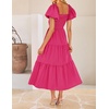 image:imageZESICA Womens Summer Casual Cutout Flowy Vacation Maxi Dress  Short Puff Sleeve A Line Smocked Dress Beach Party Dresses Spring Summer Wedding Guest Long DressRose