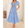 image:imageZESICA Womens Summer Casual Cutout Flowy Vacation Maxi Dress  Short Puff Sleeve A Line Smocked Dress Beach Party Dresses Spring Summer Wedding Guest Long DressLight Blue