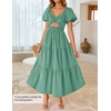 image:imageZESICA Womens Summer Casual Cutout Flowy Vacation Maxi Dress  Short Puff Sleeve A Line Smocked Dress Beach Party Dresses Spring Summer Wedding Guest Long DressSage