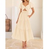 image:imageZESICA Womens Summer Casual Cutout Flowy Vacation Maxi Dress  Short Puff Sleeve A Line Smocked Dress Beach Party Dresses Spring Summer Wedding Guest Long DressApricot