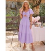 image:imageZESICA Womens Summer Casual Cutout Flowy Vacation Maxi Dress  Short Puff Sleeve A Line Smocked Dress Beach Party Dresses Spring Summer Wedding Guest Long DressPurple