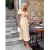 image:imageZESICA Womens Summer Casual Cutout Flowy Vacation Maxi Dress  Short Puff Sleeve A Line Smocked Dress Beach Party Dresses Spring Summer Wedding Guest Long DressApricot