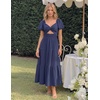 image:imageZESICA Womens Summer Casual Cutout Flowy Vacation Maxi Dress  Short Puff Sleeve A Line Smocked Dress Beach Party Dresses Spring Summer Wedding Guest Long DressNavy