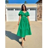 image:imageZESICA Womens Summer Casual Cutout Flowy Vacation Maxi Dress  Short Puff Sleeve A Line Smocked Dress Beach Party Dresses Spring Summer Wedding Guest Long DressGreen