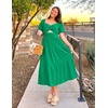 image:imageZESICA Womens Summer Casual Cutout Flowy Vacation Maxi Dress  Short Puff Sleeve A Line Smocked Dress Beach Party Dresses Spring Summer Wedding Guest Long DressGreen