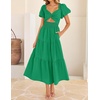 image:imageZESICA Womens Summer Casual Cutout Flowy Vacation Maxi Dress  Short Puff Sleeve A Line Smocked Dress Beach Party Dresses Spring Summer Wedding Guest Long DressGreen