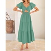 image:imageZESICA Womens Summer Casual Cutout Flowy Vacation Maxi Dress  Short Puff Sleeve A Line Smocked Dress Beach Party Dresses Spring Summer Wedding Guest Long DressSage