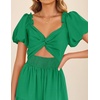 image:imageZESICA Womens Summer Casual Cutout Flowy Vacation Maxi Dress  Short Puff Sleeve A Line Smocked Dress Beach Party Dresses Spring Summer Wedding Guest Long DressGreen