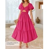 image:imageZESICA Womens Summer Casual Cutout Flowy Vacation Maxi Dress  Short Puff Sleeve A Line Smocked Dress Beach Party Dresses Spring Summer Wedding Guest Long DressRose